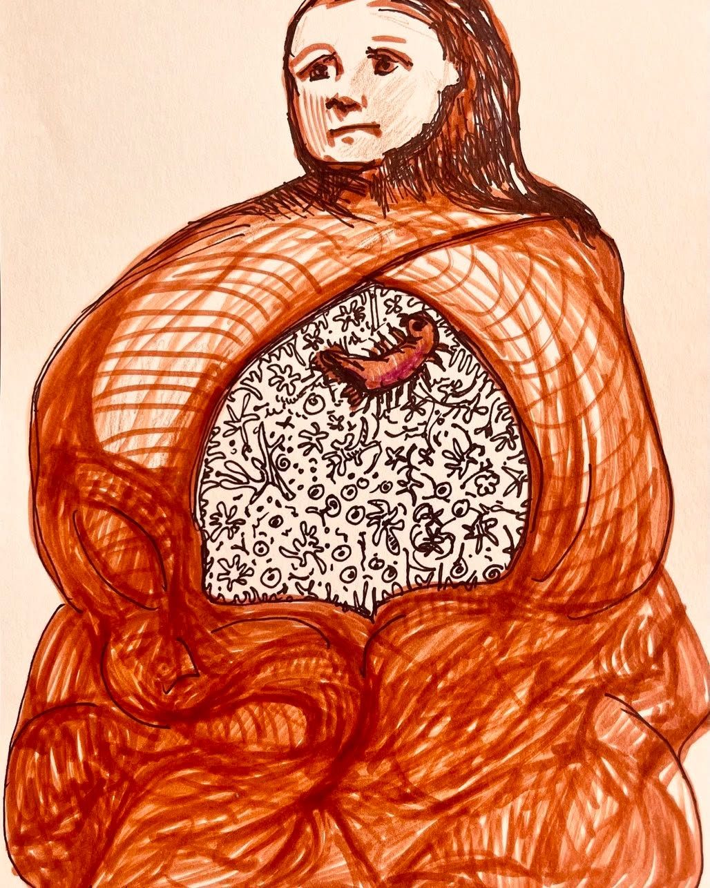 Drawing No. 1,445, 'The tickle in Marta's chest perplexed all her doctors.', posted JUL 2, 2023