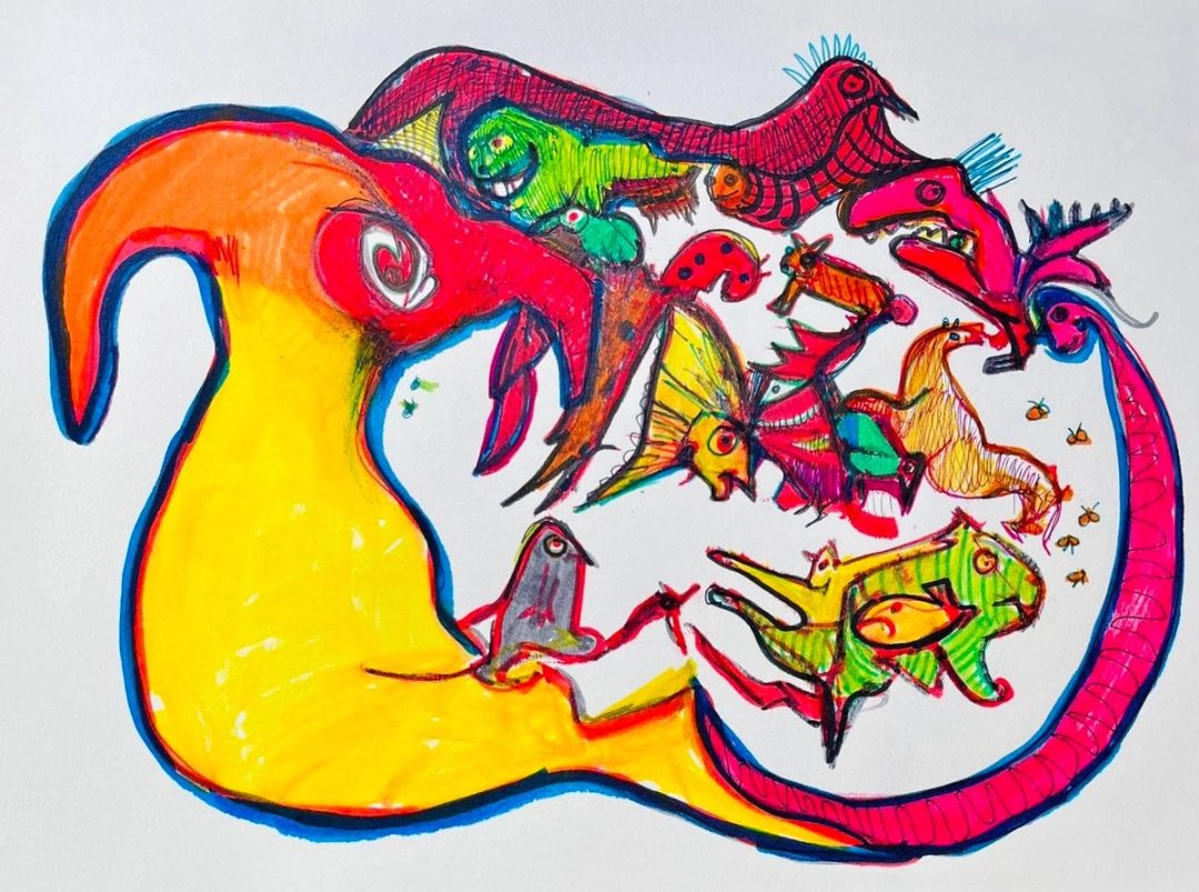 Drawing No. 1,470, 'For the sixth time, Primrose was told to stop playing with her food.', posted JUL 26, 2023