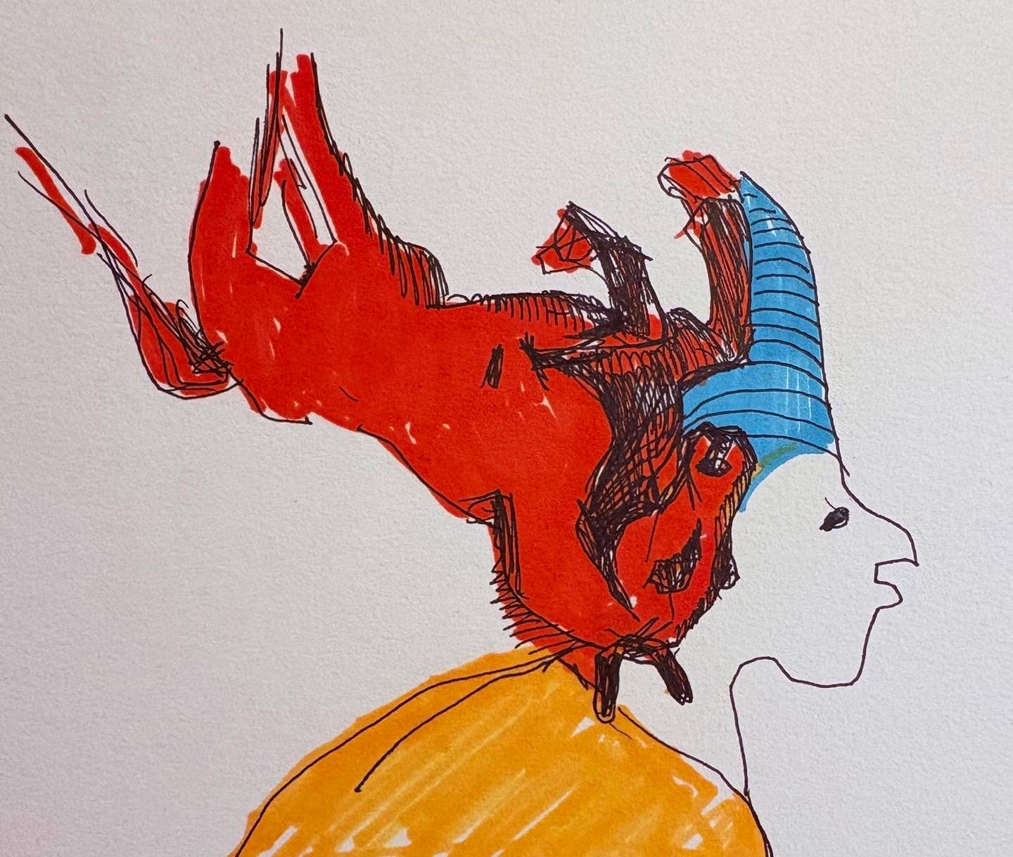 Drawing No. 2,254, 'Fabian was too embarrassed to tell anyone, but he had begun to imagine that a horse was nibbling his ear.', posted JUL 31, 2025