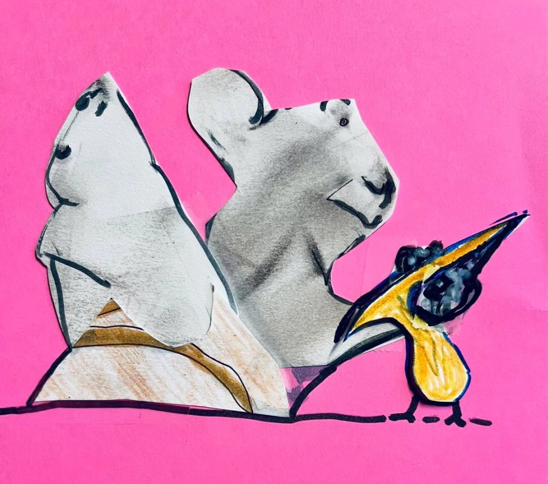 Drawing No. 1,329, 'The Rothbarts' canary sounded better outside his cage.', posted MAR 11, 2023