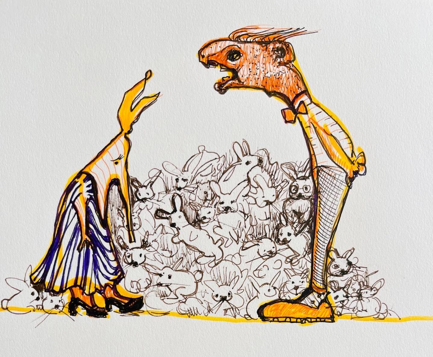 Drawing No. 1,103, 'Frank was shocked to see what Catherine had been calling, “just a bunny or two.”', posted AUG 2, 2022