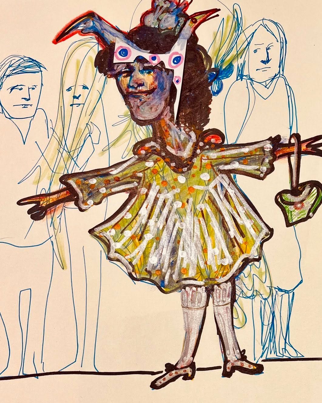 Drawing No. 1,330, 'Elsie always wore live birds to celebrate daylight savings.', posted MAR 12, 2023