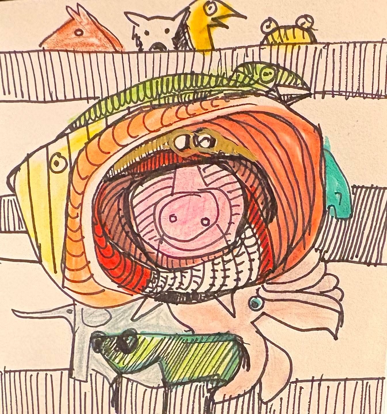 Drawing No. 2,074, 'The high rise petting zoo was an instant success.', posted FEB 21, 2025