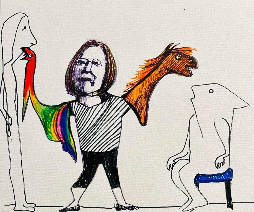 Drawing No. 1,417, 'Mina's linguistic skills were very impressive.', posted JUN 5, 2023