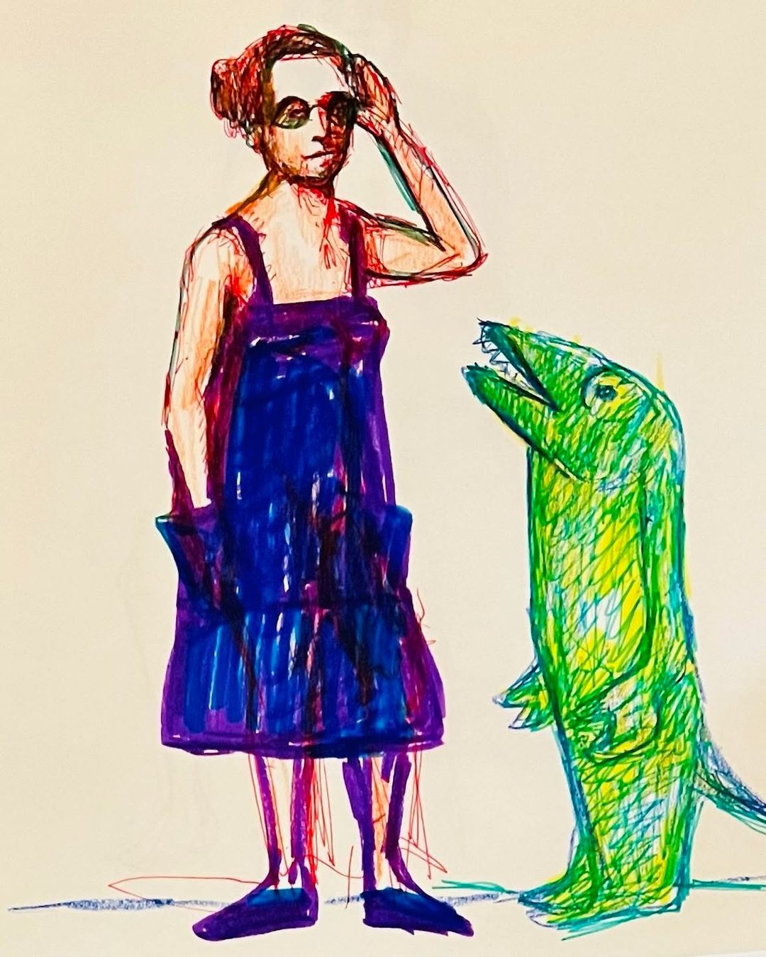 Drawing No. 1,614, 'Colette was tired of Hiram's crocodile tears.', posted DEC 8, 2023