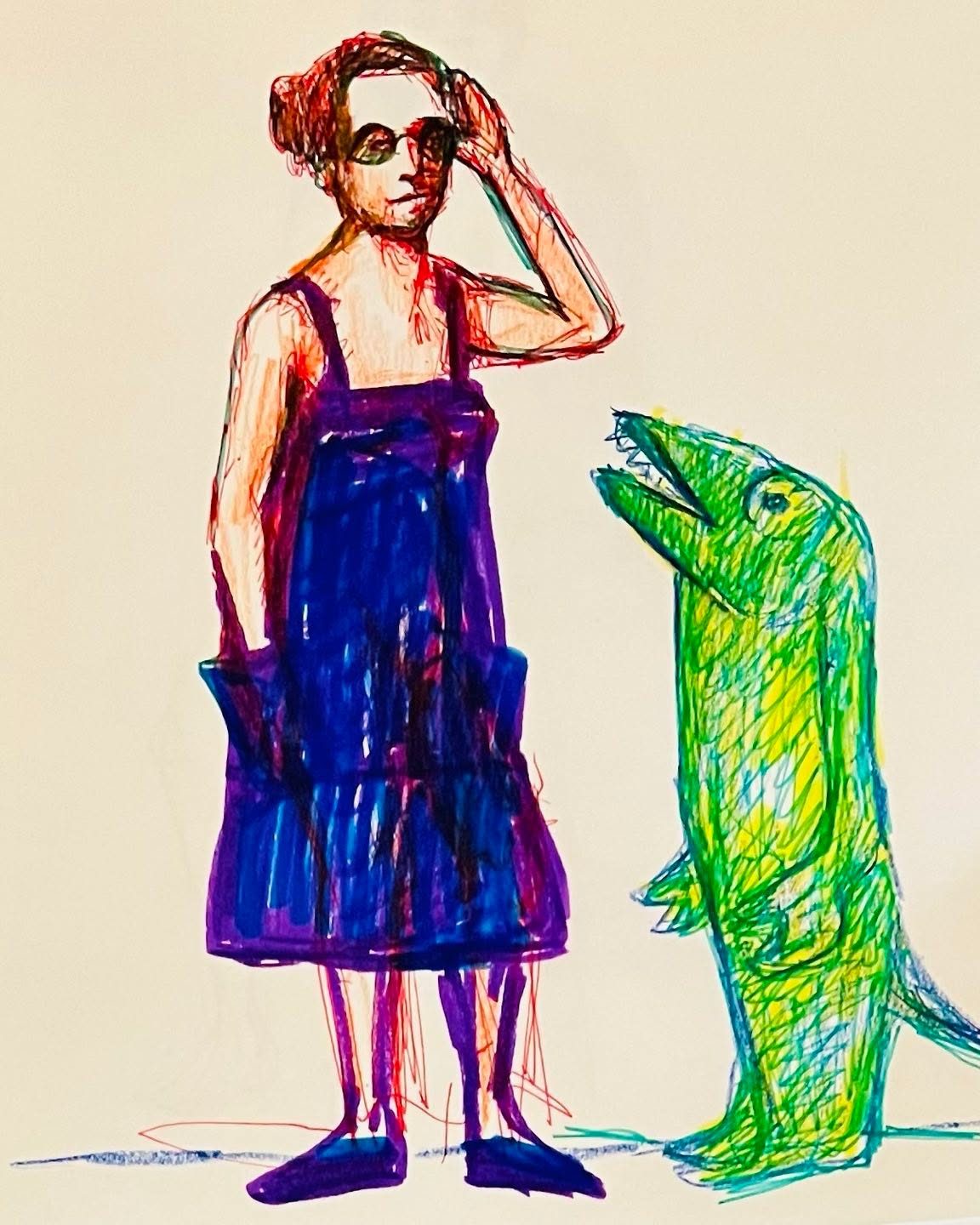Drawing No. 1,614, 'Colette was tired of Hiram's crocodile tears.', posted DEC 8, 2023