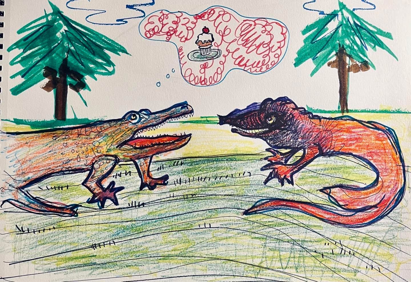 Drawing No. 1,369, 'Mrs. Closky never should have eaten the barista.', posted APR 21, 2023