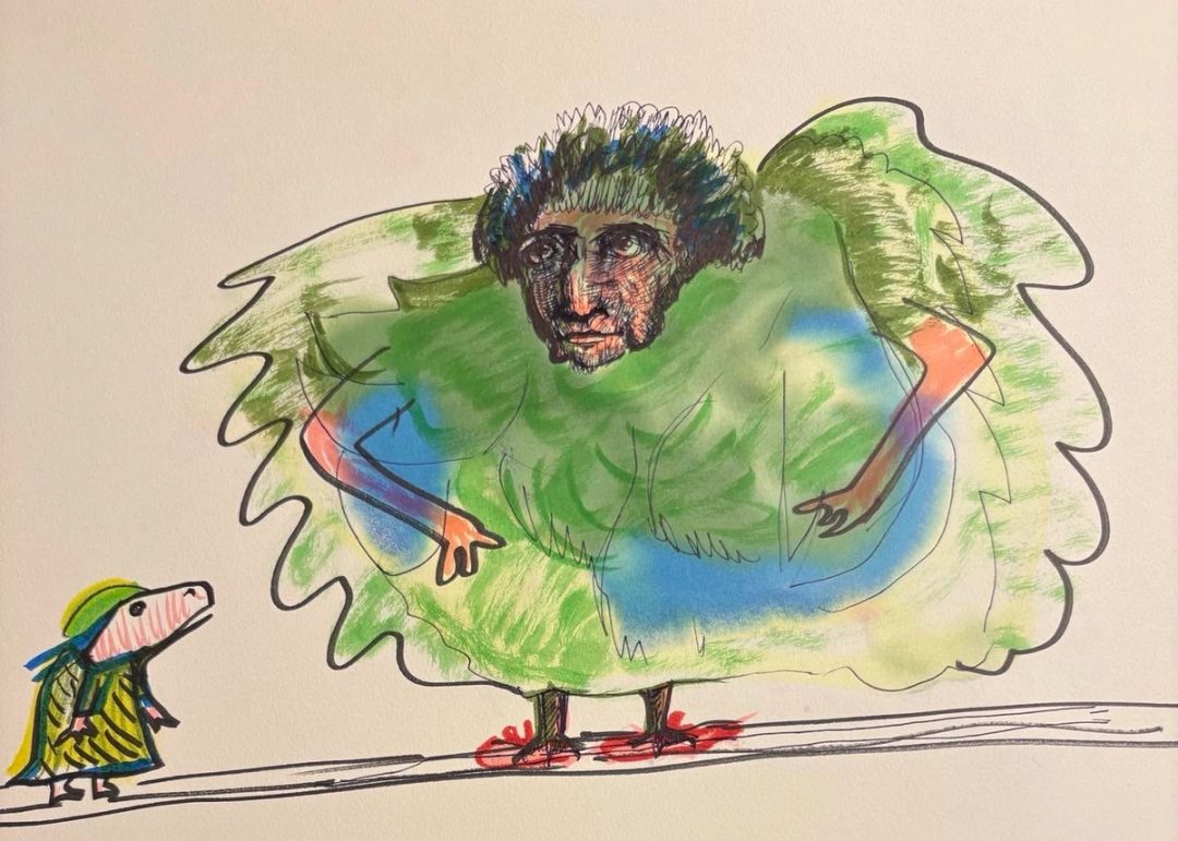 Drawing No. 2,635, 'Late in life, Aunt Lulu fell in love with floofy fabrics.', posted JUL 5, 2026