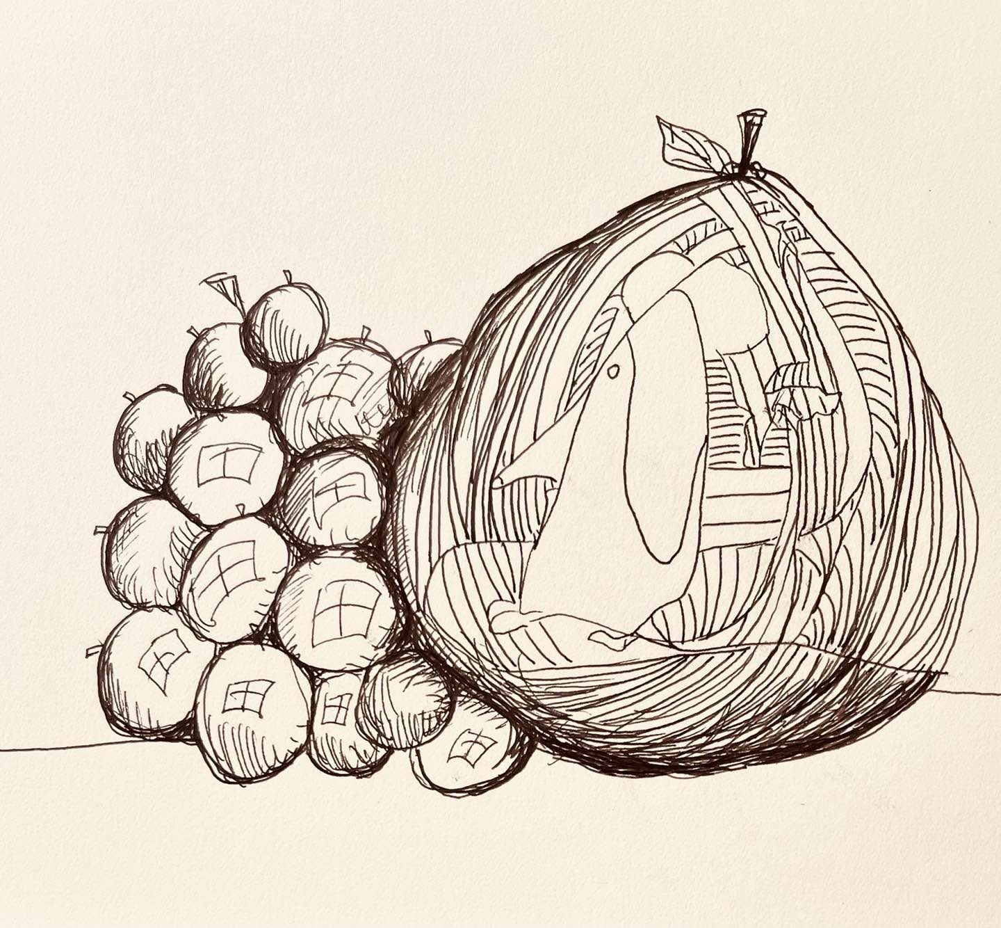 Drawing No. 1,100, 'Burnside liked to keep his fruit as shiny as possible.', posted JUL 30, 2022