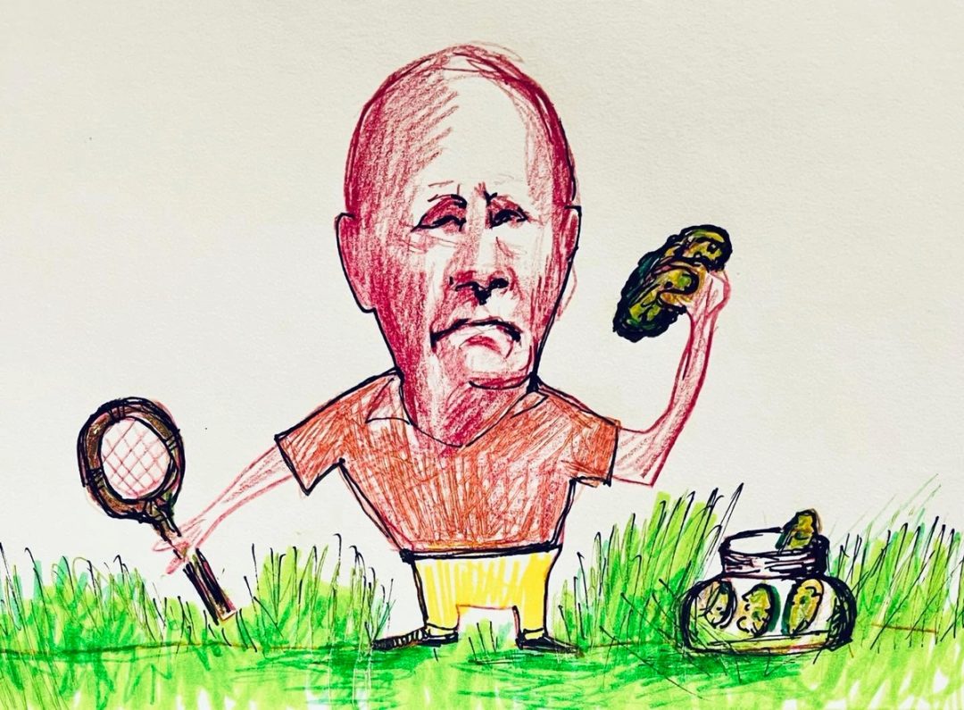 Drawing No. 1,544, 'Newly retired, Nick was heavily into pickleball.', posted OCT 4, 2023