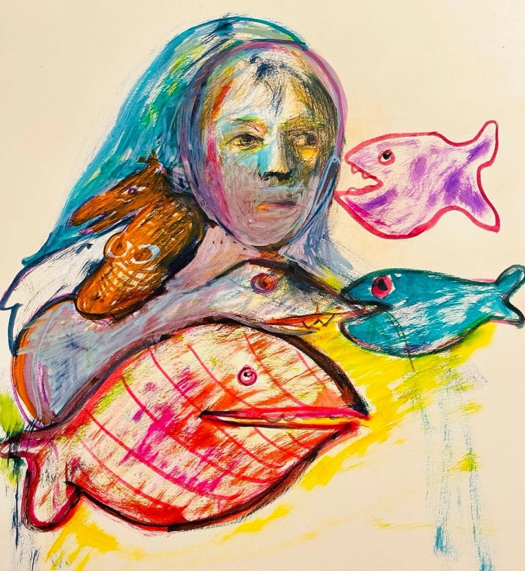 Drawing No. 1,947, 'The fish considered Maggie a member of the family.', posted OCT 18, 2024