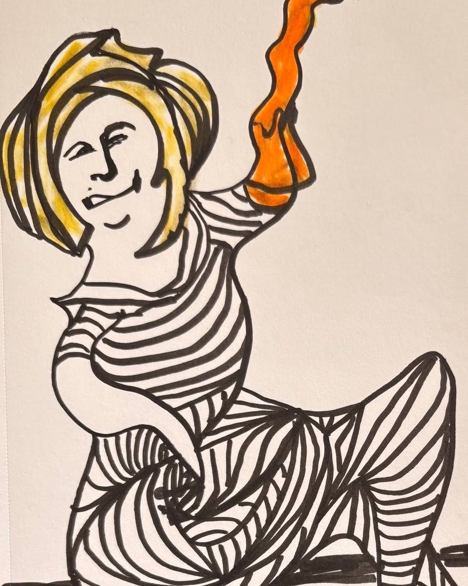 Drawing No. 2,204, 'Kate found her sock puppet endlessly amusing.', posted JUN 15, 2025