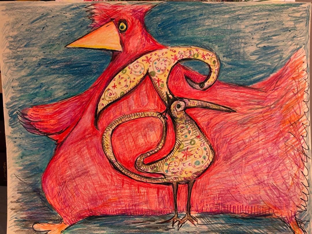 Drawing No. 169, 'The red hen was getting too old to babysit.', posted FEB 17, 2020