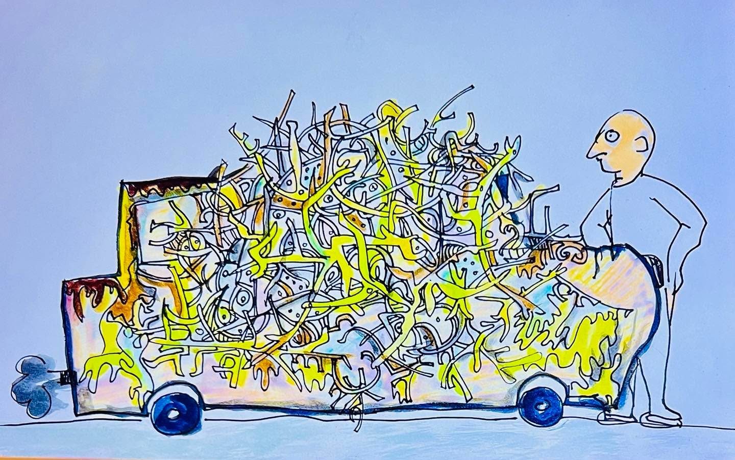 Drawing No. 2,010, 'Leaving his car out saved Meeker minutes a day.', posted DEC 17, 2024