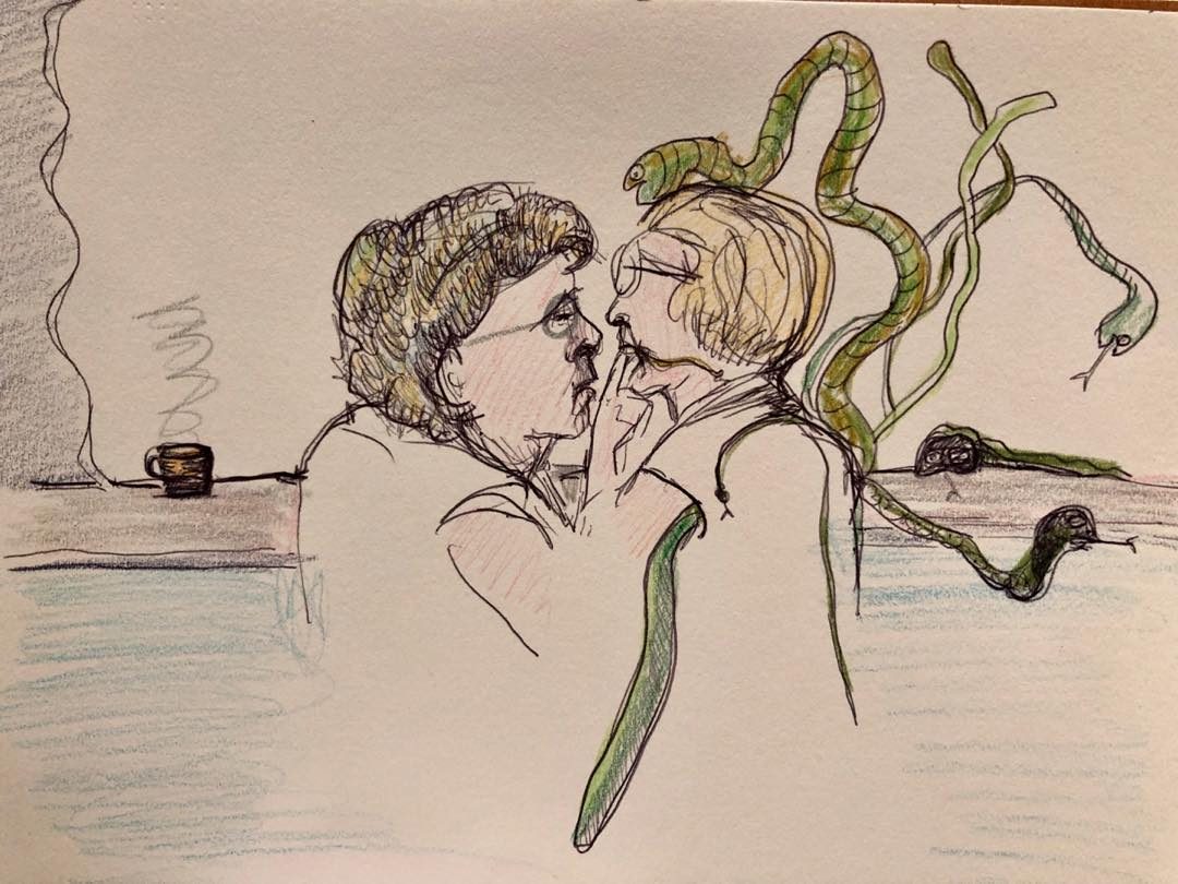 Drawing No. 97, 'Mrs. H’s daughter, Debbie, had a very, very bad case of snakes', posted OCT 7, 2019