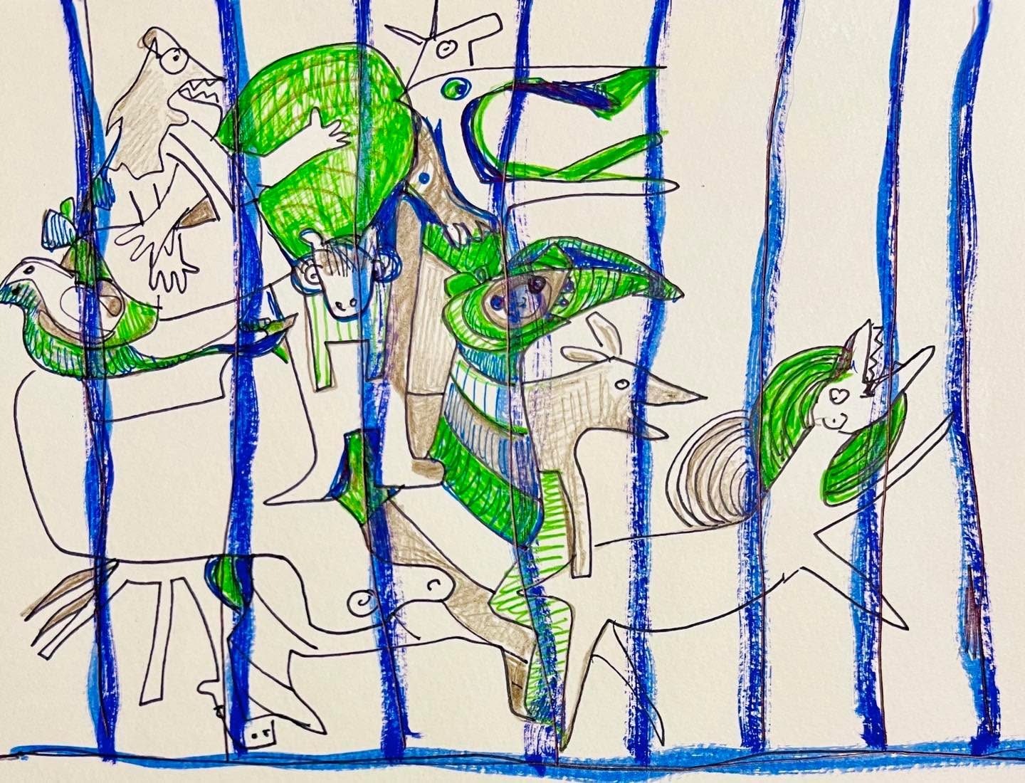 Drawing No. 1,747, 'Somebody convinced the wildlife that they'd be safer in a gated community.', posted APR 11, 2024