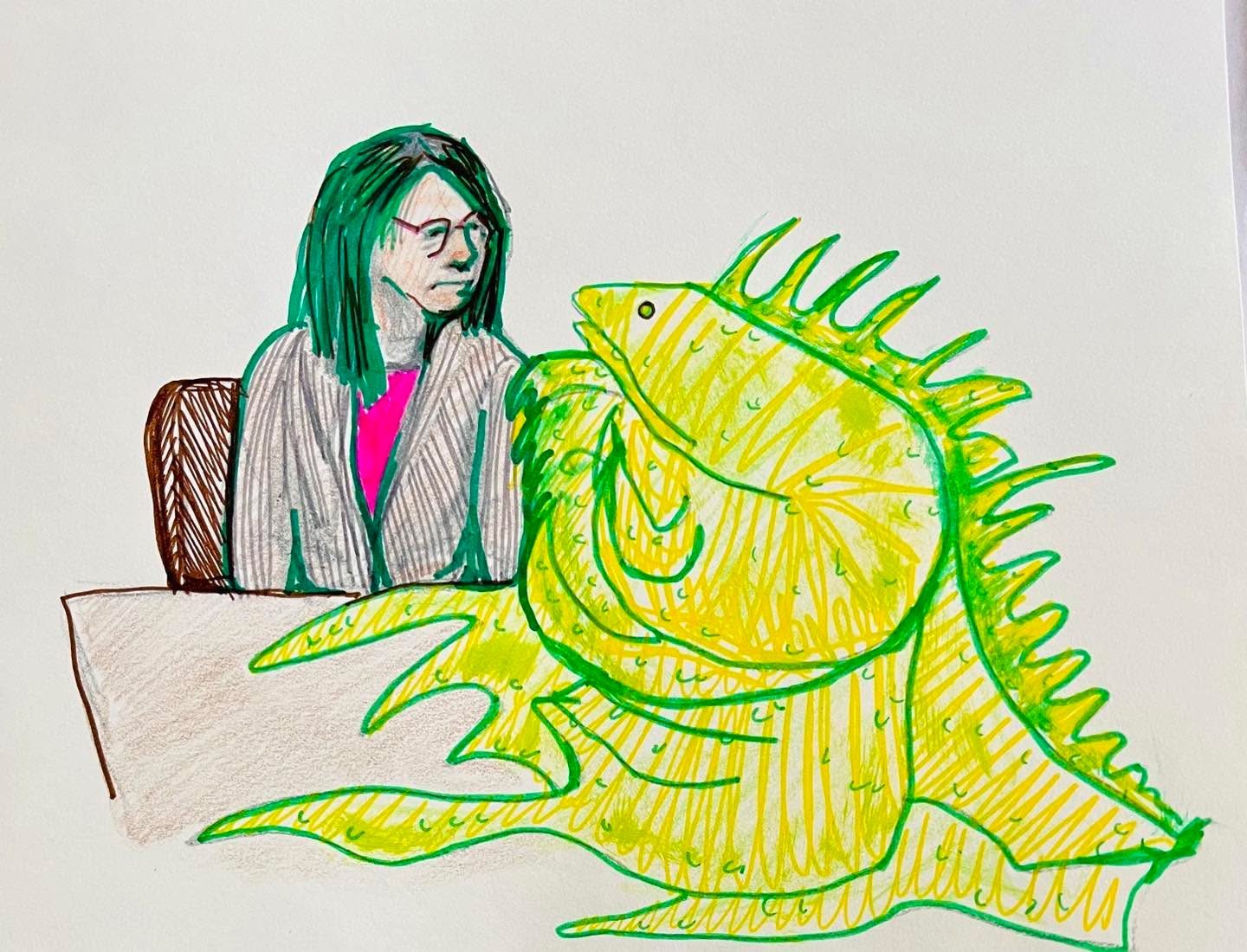 Drawing No. 1,690, 'Ms. Pond really, really wanted the transfer to Waterville, both for herself and for her daughter, Algae.', posted FEB 20, 2024