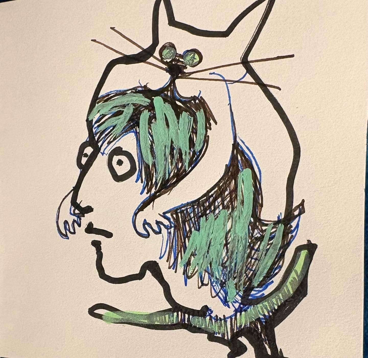 Drawing No. 2,401, 'It was a win-win: Carla's head stayed toasty all winter, and Marvin got to go everywhere', posted DEC 17, 2025