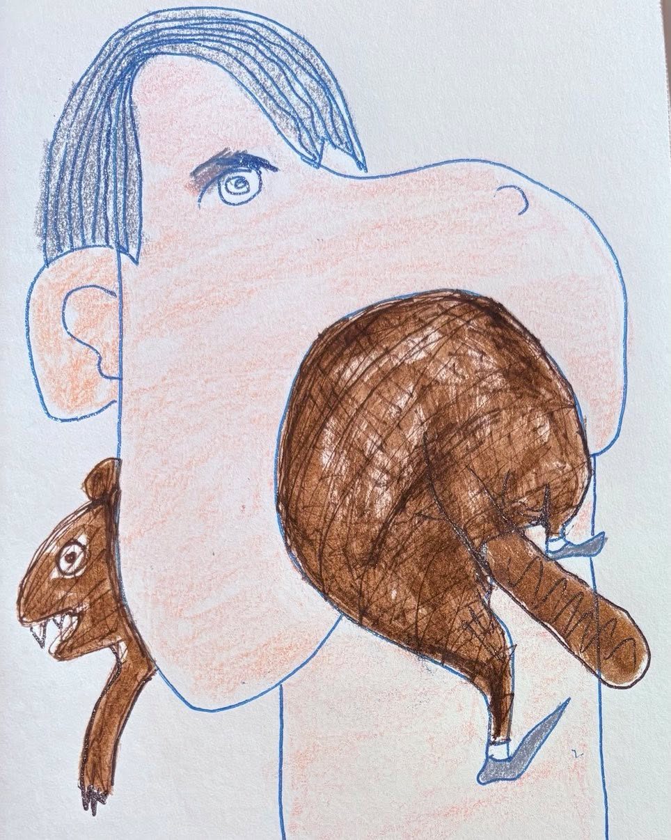 Drawing No. 2,203, 'Jason didn't take the time to chew his food.', posted JUN 14, 2025