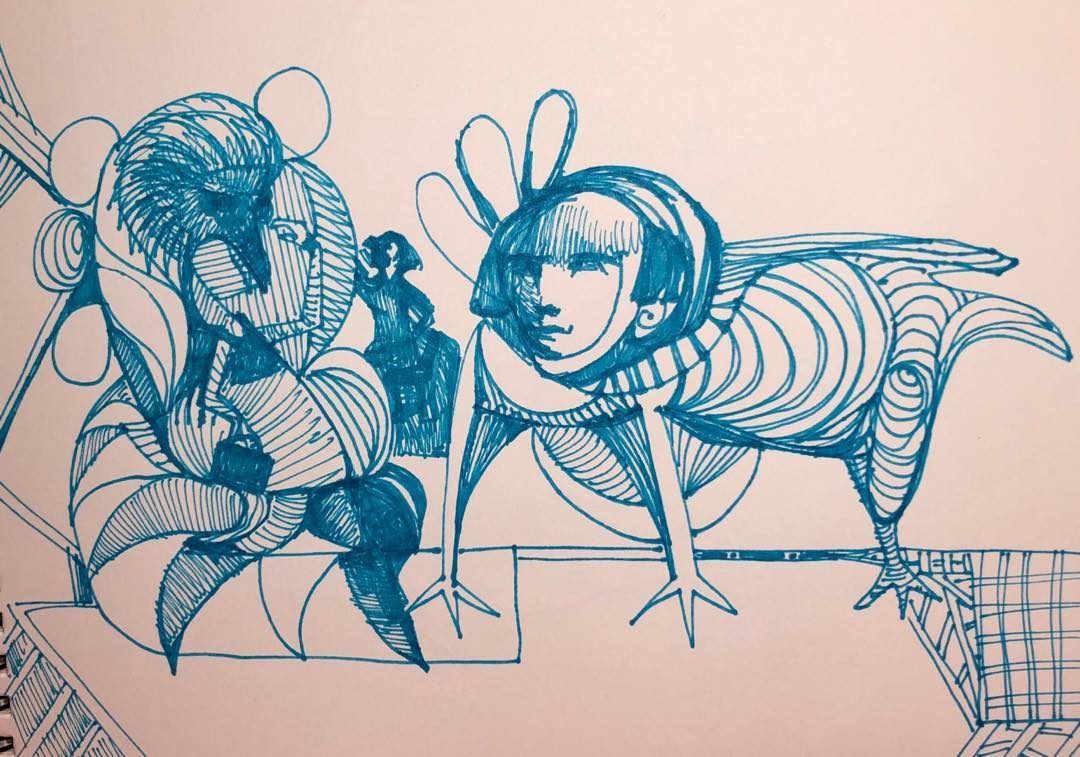 Drawing No. 101, 'Balancing act #inktober #inktober2019', posted OCT 11, 2019