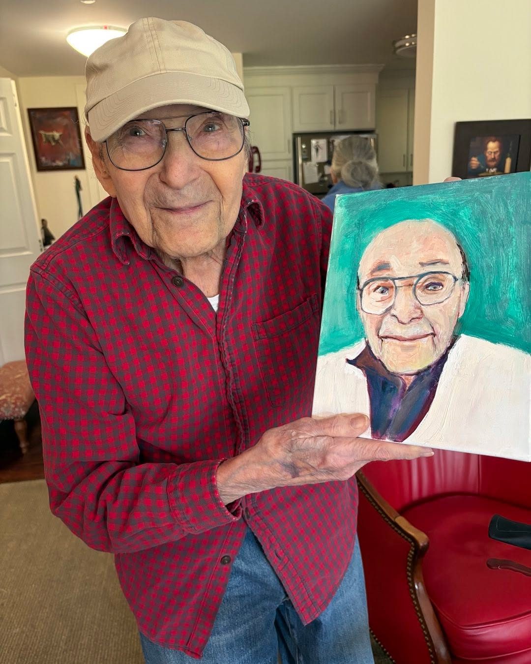 Drawing No. 2,538, 'My friend, Bill, and the portrait I painted to commemorate his upcoming 103rd birthday.', posted APR 13, 2026