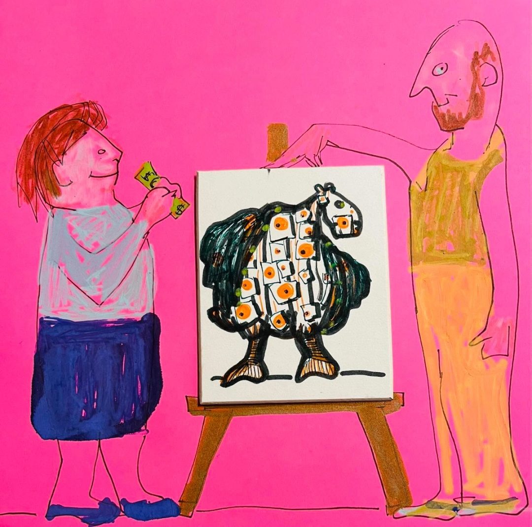 Drawing No. 1,359, 'Burt's Lotto was entirely unregulated, but Leona felt lucky.', posted APR 11, 2023