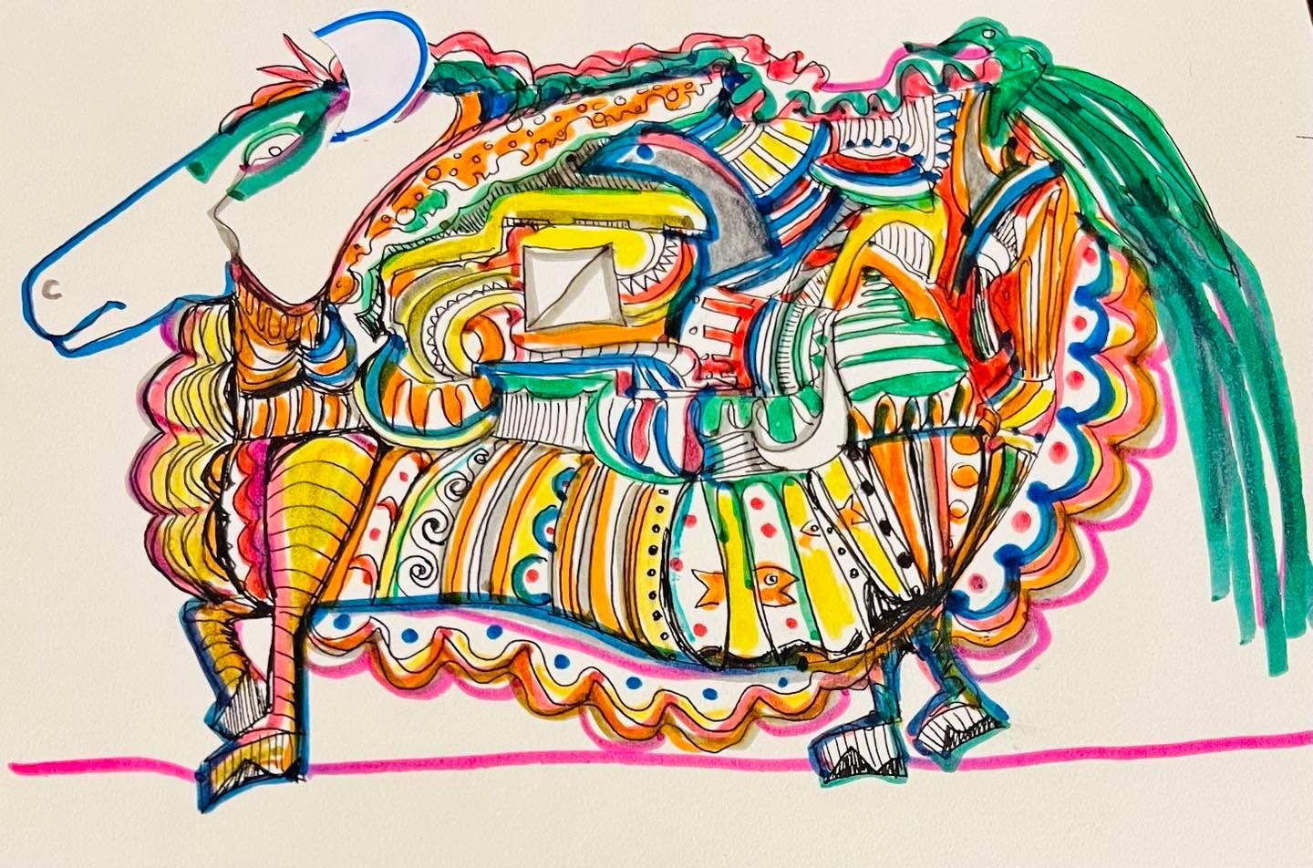 Drawing No. 1,791, 'Dobbin wanted to look fabulous for the Belmont.', posted MAY 26, 2024