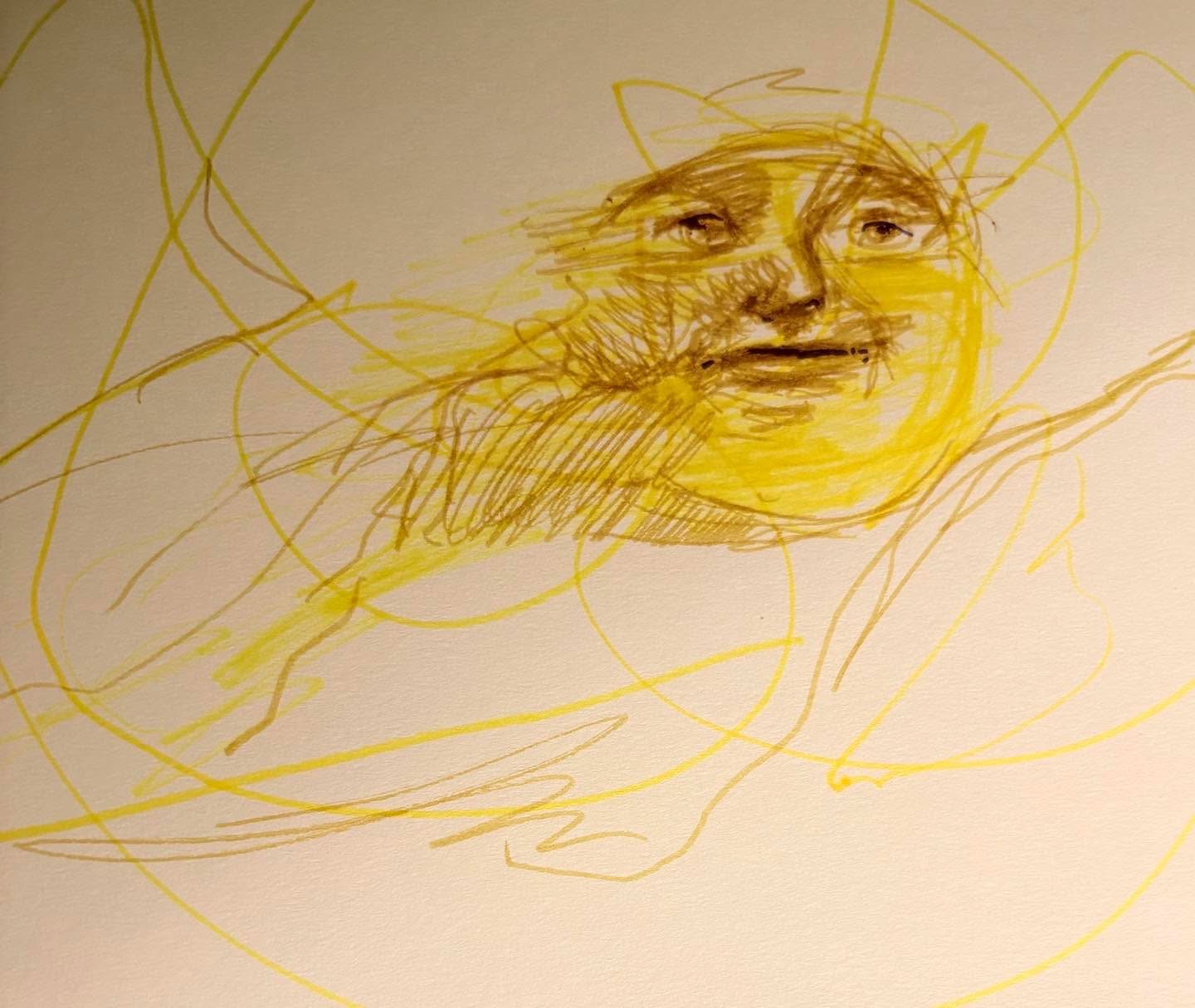 Drawing No. 2,462, 'The sun felt like his workdays kept getting longer.', posted FEB 11, 2026