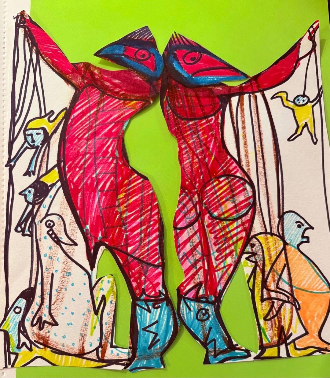 Drawing No. 2,295, 'Twin puppeteers Al and Dora had their hands full.', posted SEP 7, 2025