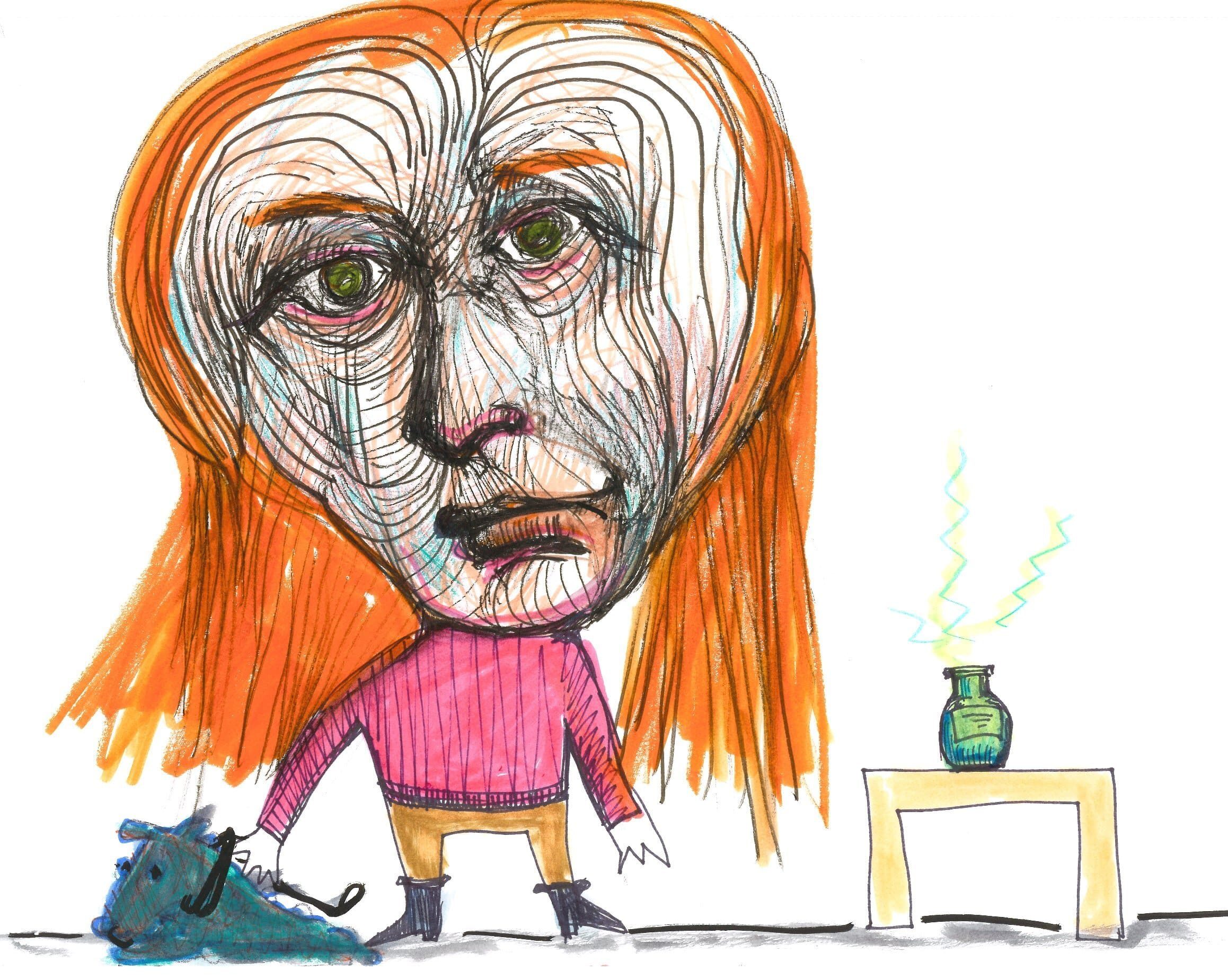 Drawing No. 1,238, 'Redhead Burning Incense', posted DEC 12, 2022