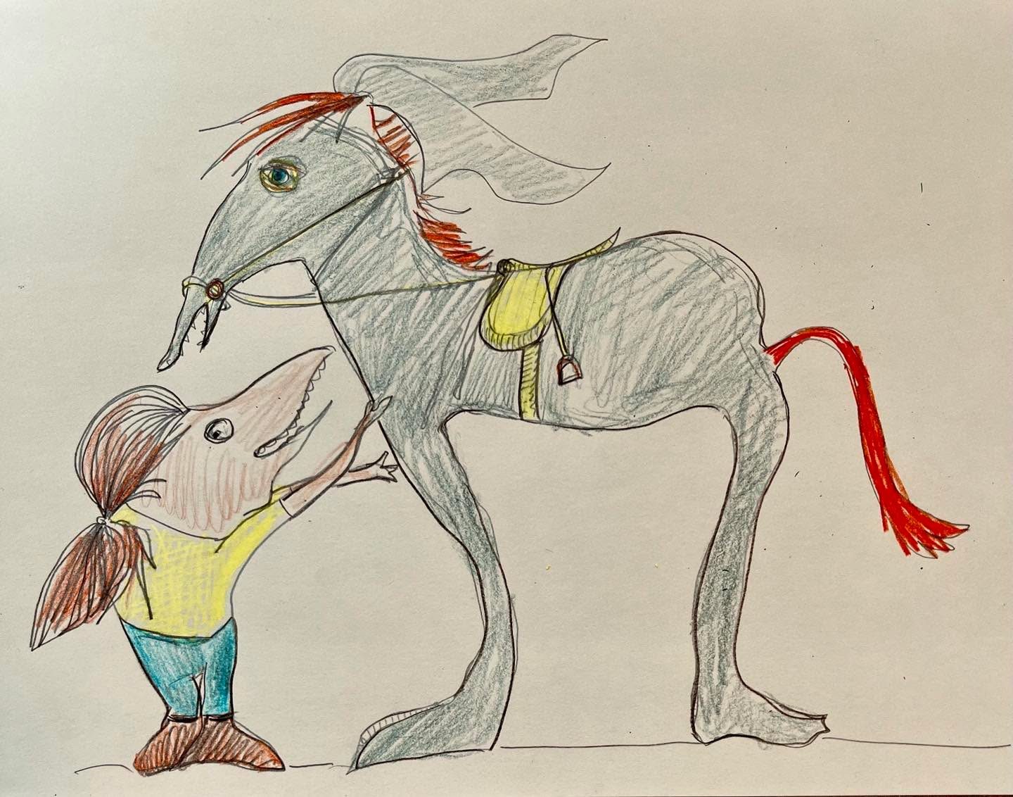 Drawing No. 1,540, 'Minnie and Dobbin wondered if people and pets really do start to look like each other.', posted SEP 30, 2023