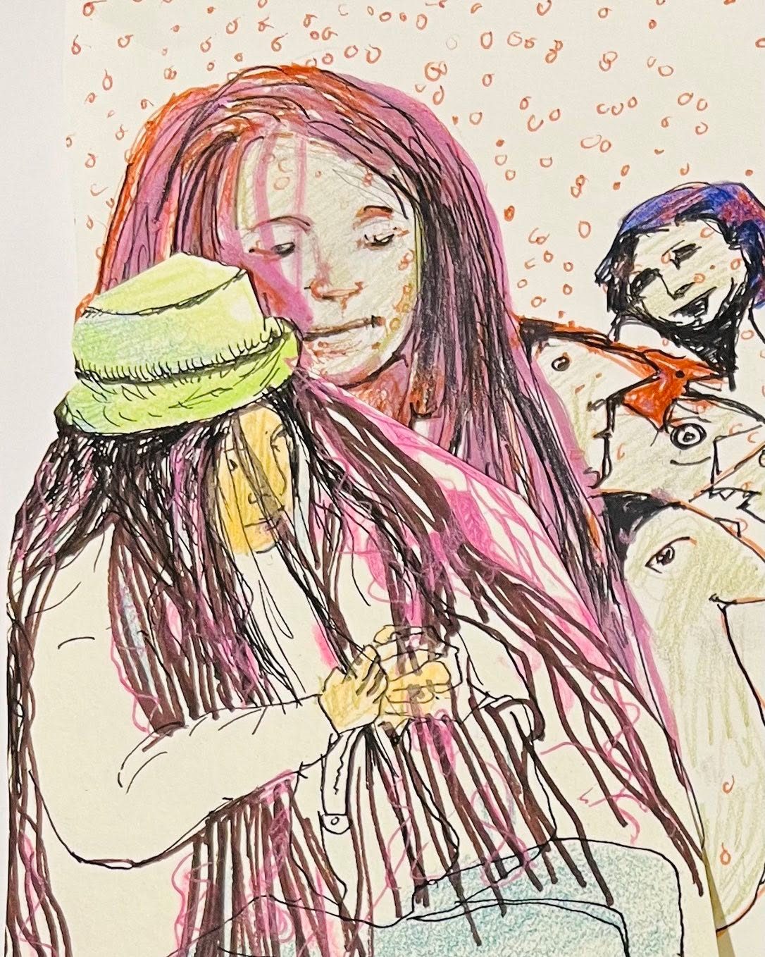 Drawing No. 1,655, 'Bubble gum wasn't the best bad hair day remedy, but it was the least expensive.', posted JAN 18, 2024