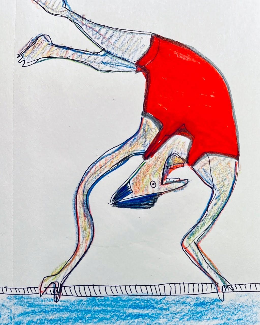 Drawing No. 1,934, 'It was the dying swan dive. Degree of difficulty: 8.9.', posted OCT 6, 2024