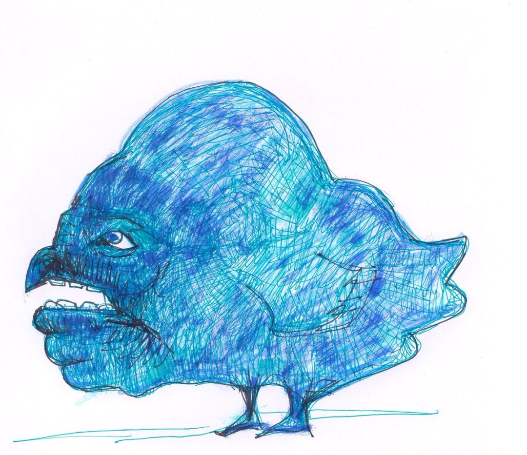 Drawing No. 1,446, 'Grouchy Bluebird', posted JUL 3, 2023