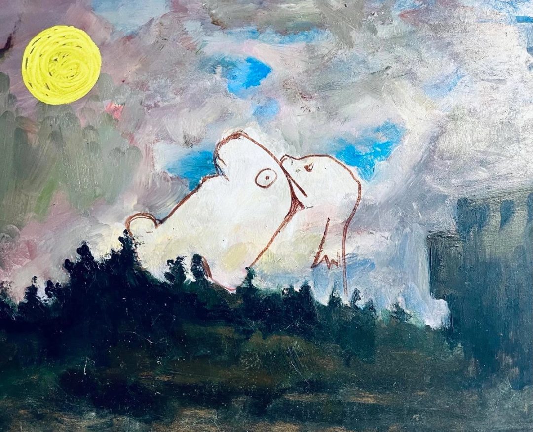Drawing No. 1,514, 'The polar bear kids were wishing on the full moon for an early winter.', posted SEP 8, 2023