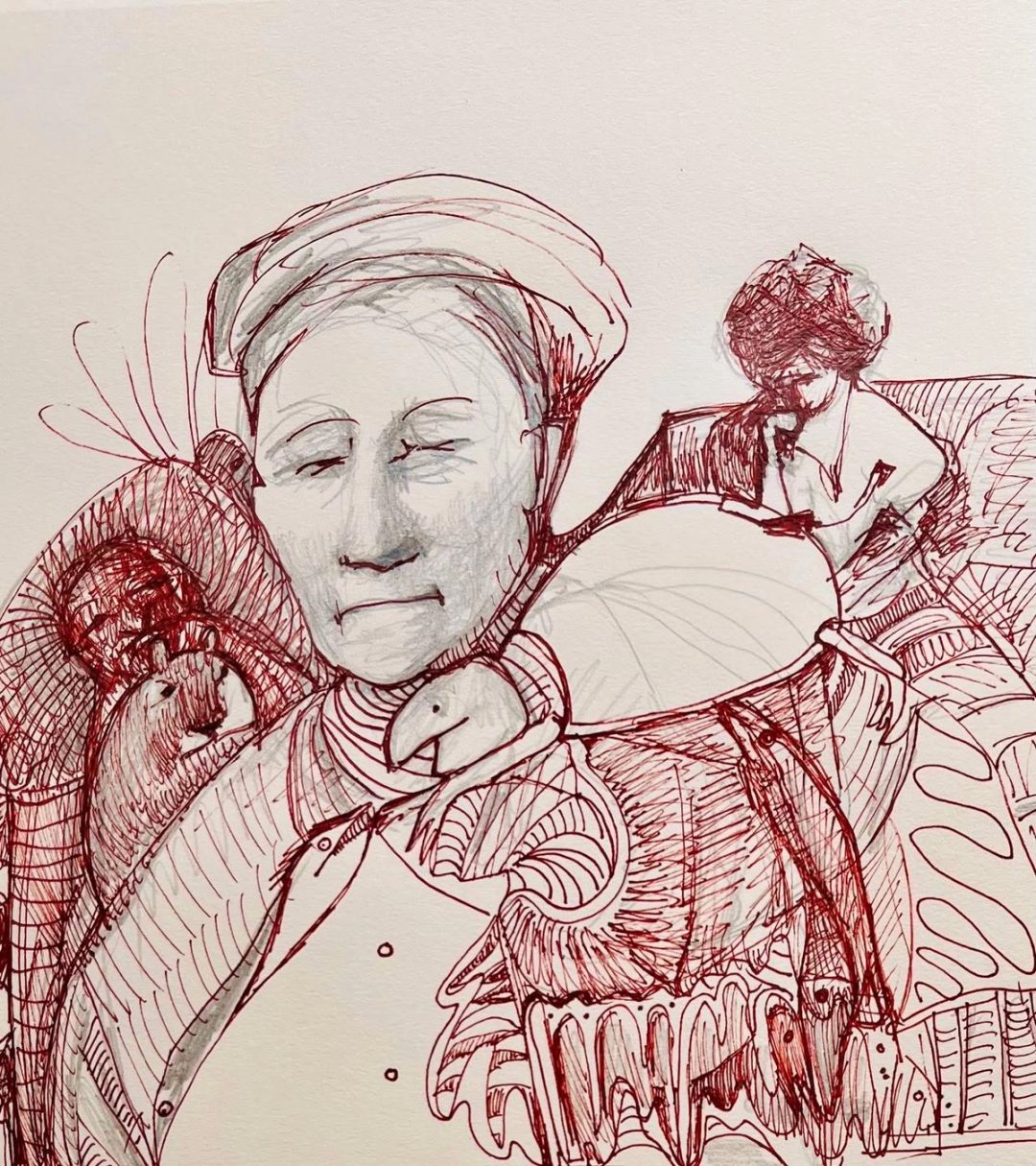 Drawing No. 1,416, 'Gram liked to watch cartoons with the kids.', posted JUN 4, 2023