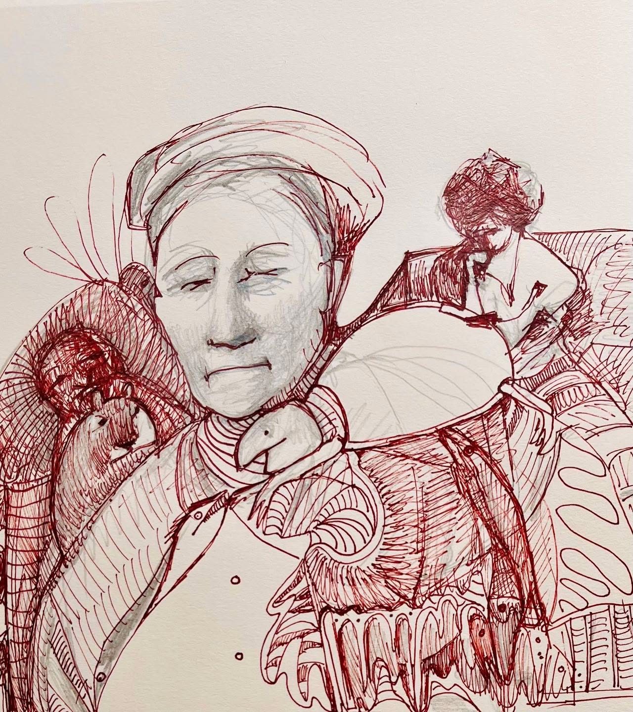 Drawing No. 1,416, 'Gram liked to watch cartoons with the kids.', posted JUN 4, 2023