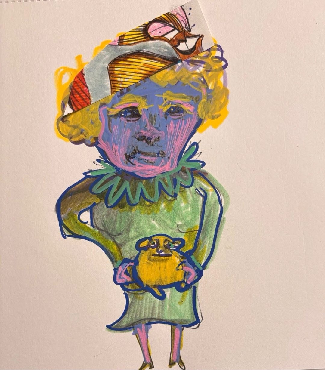 Drawing No. 2,329, 'Aunt Petal felt better back in her Fall attire.', posted OCT 11, 2025