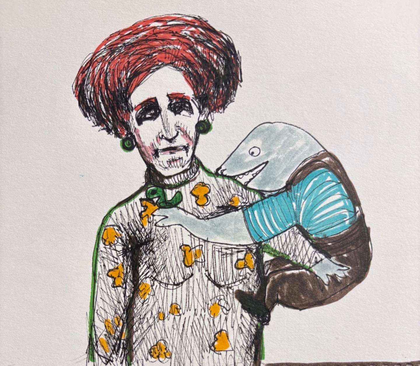 Drawing No. 2,230, 'Wentworth loved finding inchworms on Aunt Sadie.', posted JUL 8, 2025
