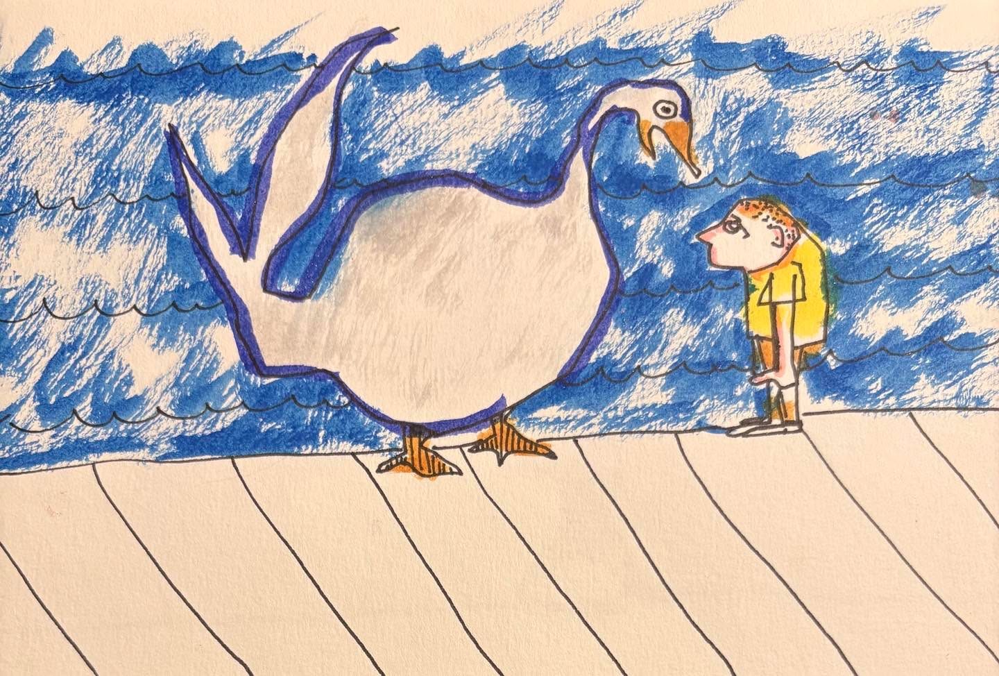 Drawing No. 2,530, 'Bird to Boy: Noah said this flood is couples only, no stags. Try again next week.', posted APR 7, 2026