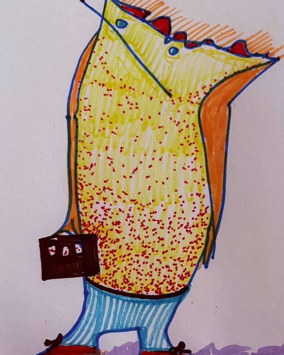 Drawing No. 2,305, 'Walking on a surface of raspberry yogurt boosted Brian's daily step count.', posted SEP 15, 2025