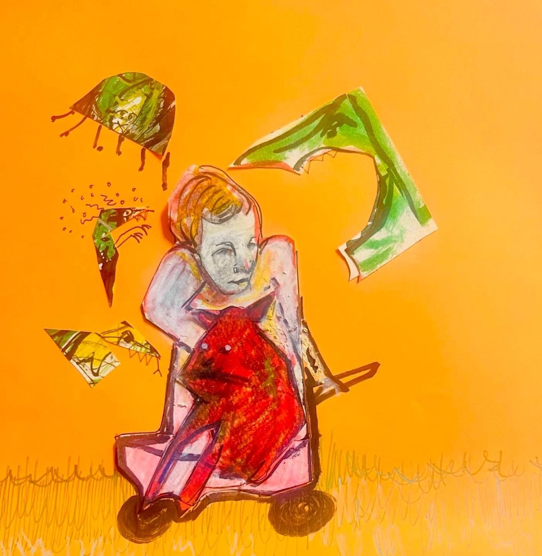 Drawing No. 1,860, 'The neighborhood toughs were even meaner when Lizzie took Chufton to school in a doll carriage.', posted JUL 30, 2024