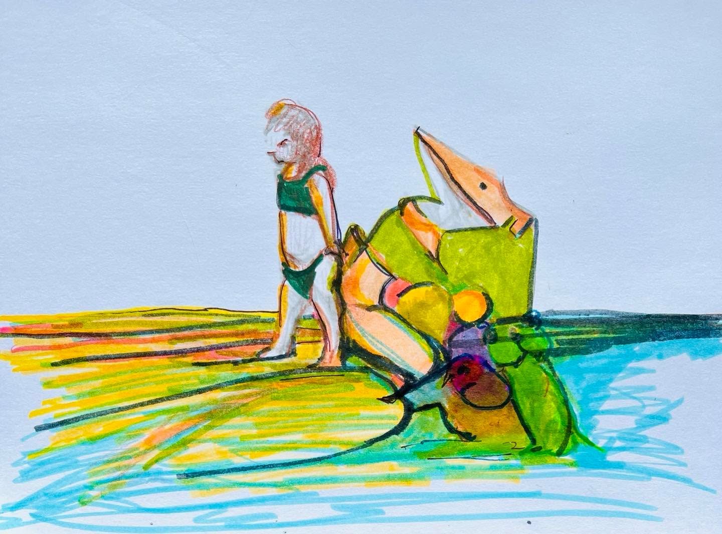Drawing No. 1,410, 'Froggy went a-courtin' again and Mrs. Froggy was none too happy.', posted MAY 29, 2023