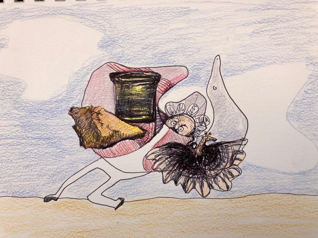 Drawing No. 60, 'The petit giraffe comes with dessert and a everage', posted SEP 9, 2019