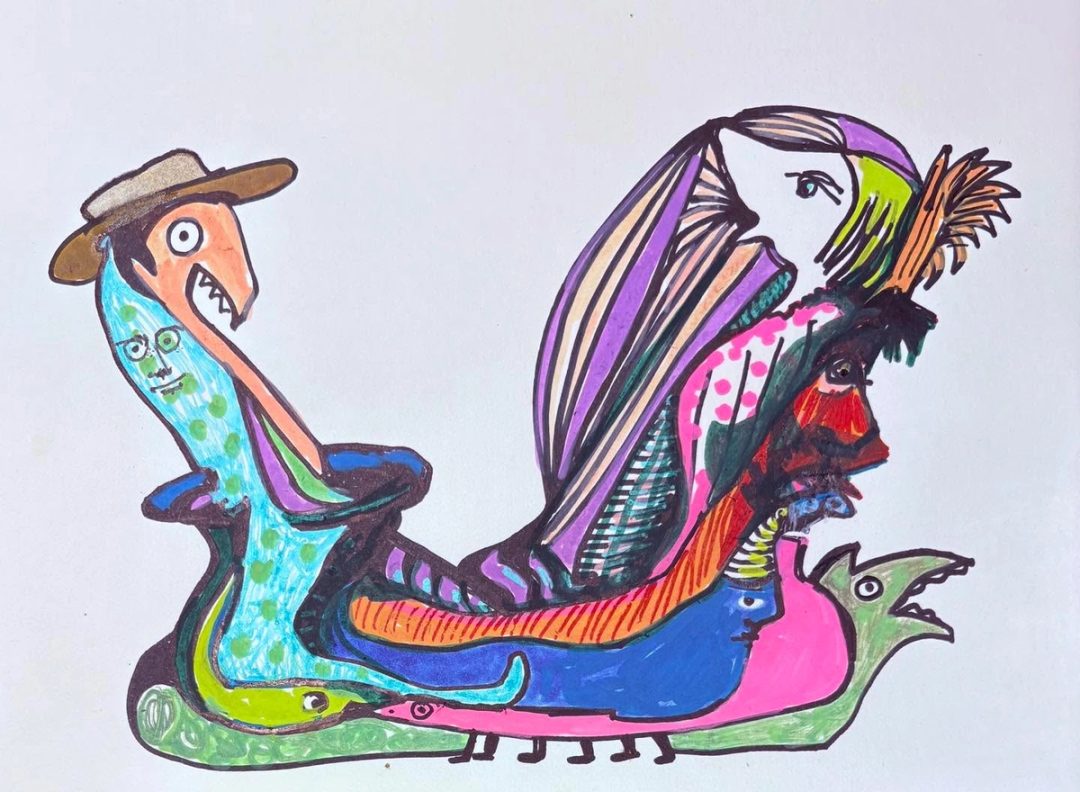 Drawing No. 2,314, 'They met on the 7 a.m. lizardboat, and the rest is history.', posted SEP 24, 2025