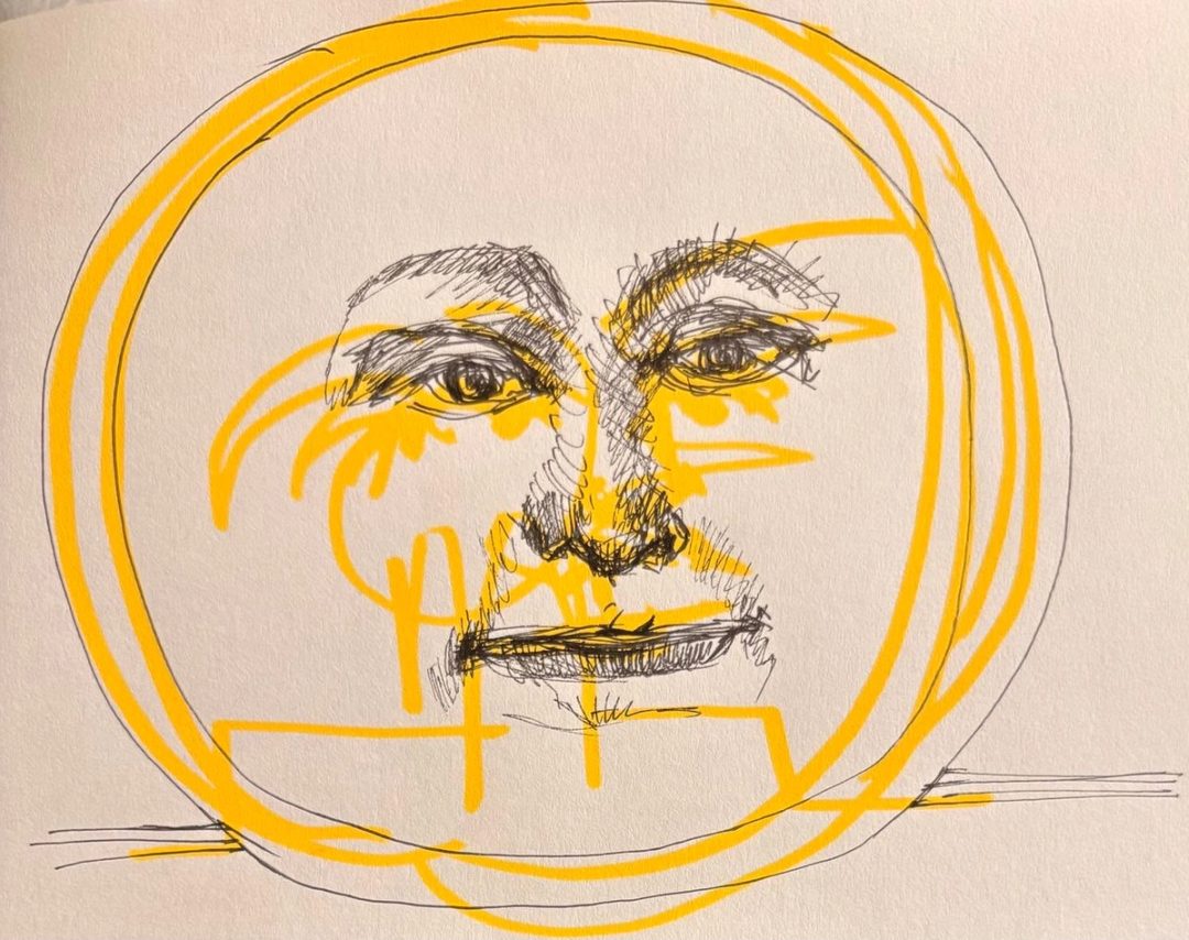 Drawing No. 2,332, 'The dish was supposed to run away with the spoon, but the spoon got stuck in the dishwasher.', posted OCT 14, 2025