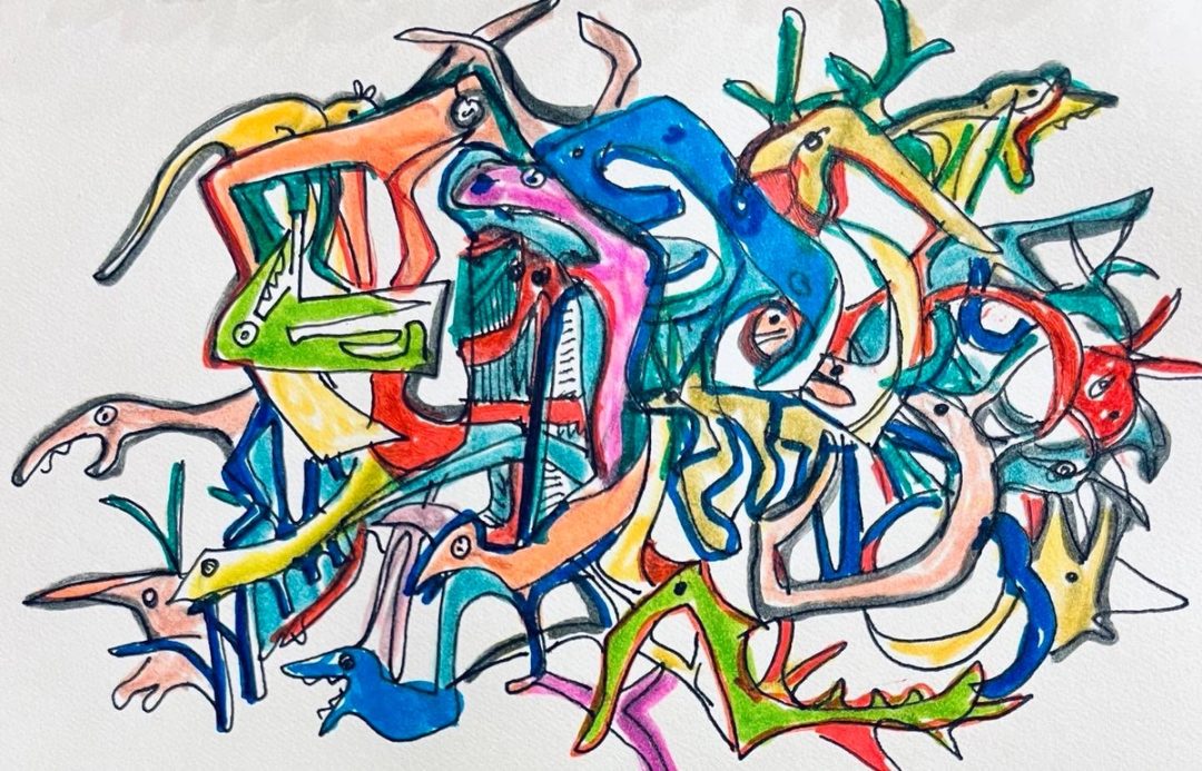 Drawing No. 1,922, 'The first graders' big challenge was to line up in size places.', posted SEP 24, 2024