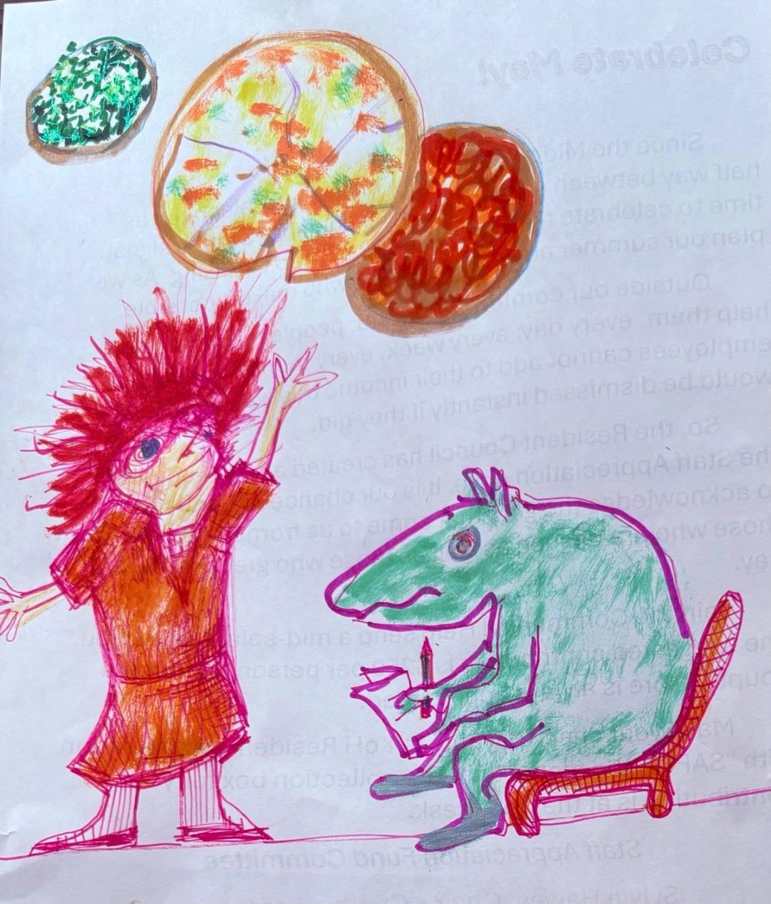 Drawing No. 2,206, 'Bernice was the one who introduced pizza juggling to the Olympics.', posted JUN 16, 2025