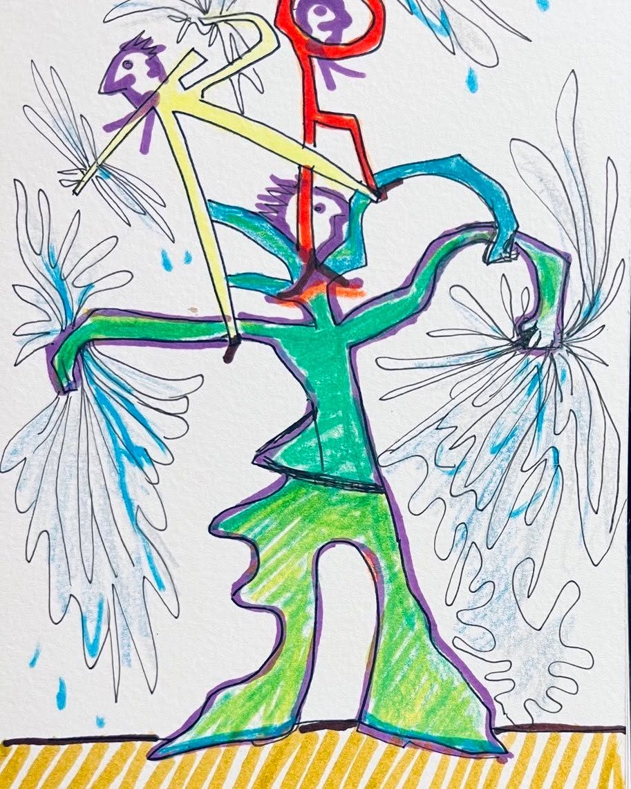 Drawing No. 1,644, 'The Wanderman Dance Company broke new ground, doing Copland's Rodeo as a water ballet with real water.', posted JAN 6, 2024
