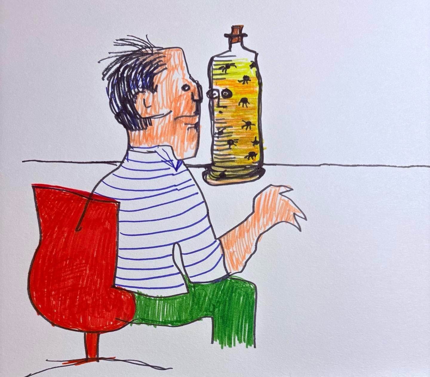 Drawing No. 2,366, 'Brenner never expected to lose his heart to a jar of spiders.', posted NOV 13, 2025